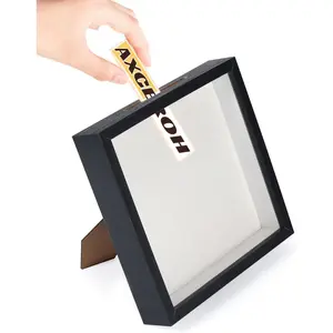 8"x8" Shadow Box Display Frame with Slot Top Loading Adventure Archive Case MDF & Acrylic Panel for DIY 3D Travel Memories Tickets Pictures Dry Flowers Awards Medals Piggy Bank Black