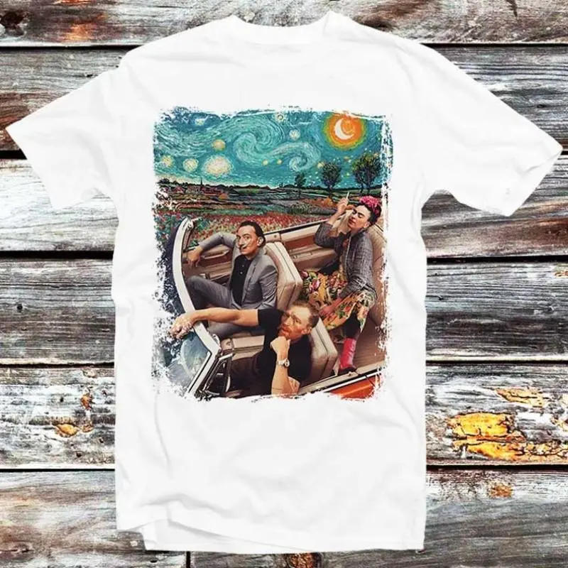 Famous Artists All in One T Shirt Vincent Van Gogh Salvador Dali Banksy Artist Parody Relaxed Breathable Top for Everyday Wear