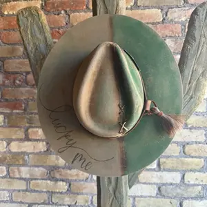 Lucky Me Green and Tan Hat for Women, Fashion Accessory