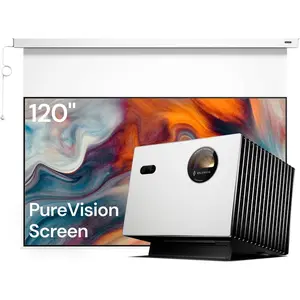 Valerion StreamMaster Plus2 4K Laser Projector with 120" PureVision Motorized Projector Screen