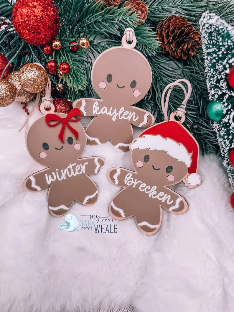 Personalized Gingerbread Stocking Tag, Custom Christmas Stocking Tag, Christmas Ornaments, Name Tags, Family Stockings, Christmas Gift Name Tags
