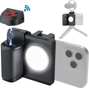 CAMOLA Smartphone Camera Grip, Griphone CapGrip with Detachable Wireless Remote Control, Three-Speed Adjustable Fill Light for Phones Video/Photo Shooting