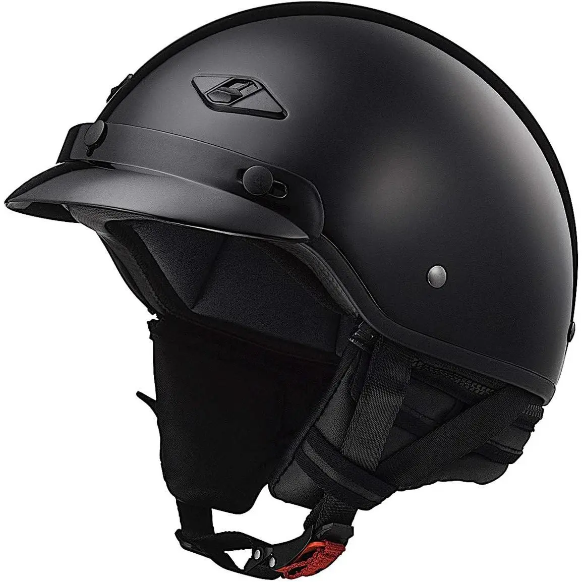 Matte Black DOT-Approved Fiberglass Bagger Half Face Helmet for Adults, 2.1 lbs Lightweight Open Face Cruiser Helmet with Adjustable Airflow, Removable Sun Visor, Quick Release Strap, Bluetooth-Ready, Large Size