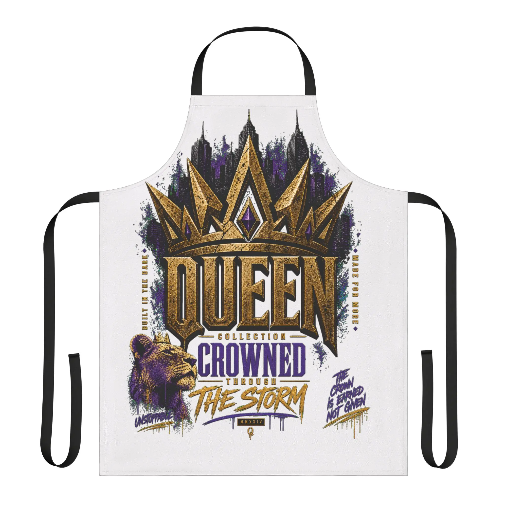 Queen Crowned The Storm Apron | Royal Crown Graphic Apron