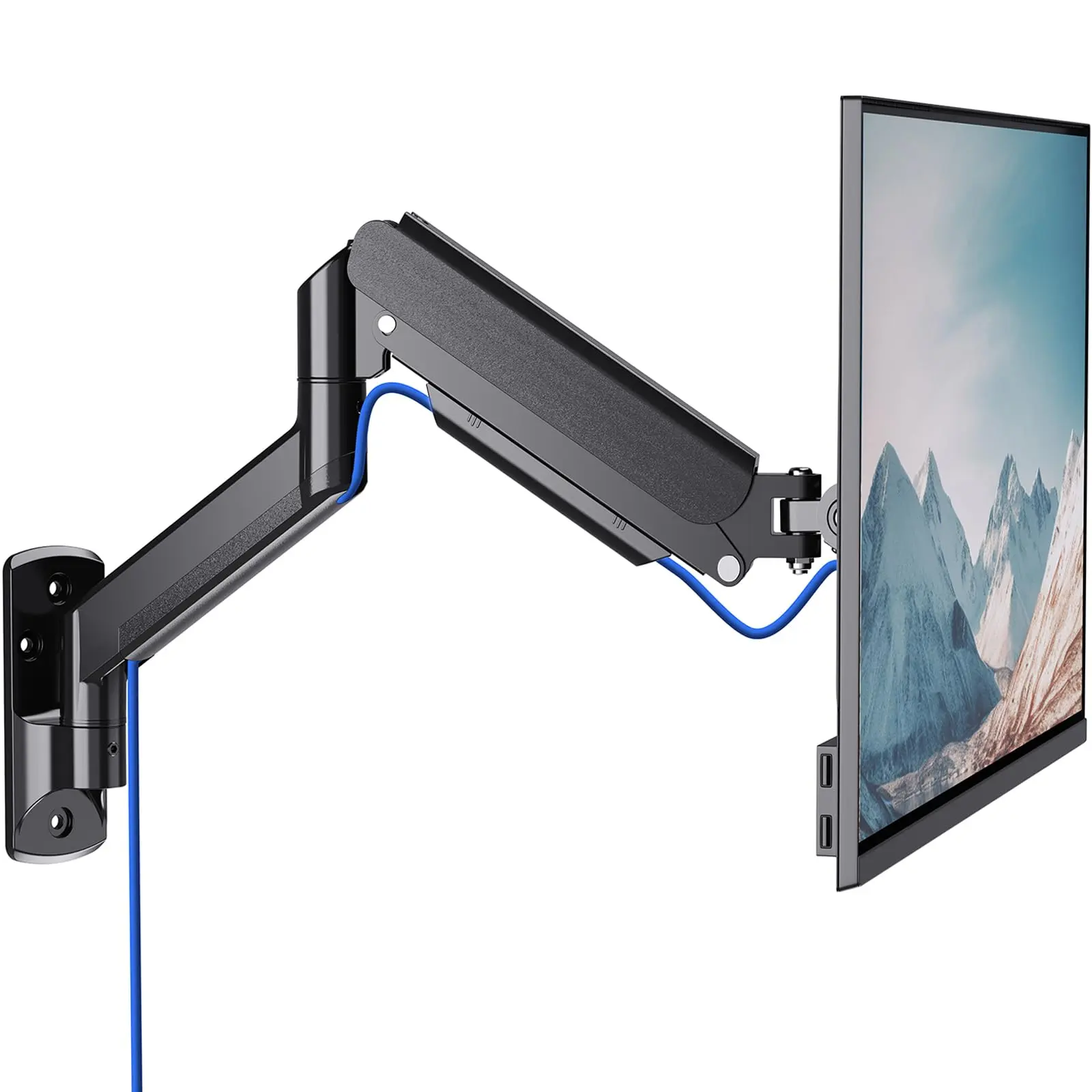 Computer Monitor Wall Mount For 17 To 32 Inch Screens  Single Monitors Holds Up 22lbs Fully Adjustable Gas Spring Arm 75x75/100x100mm Vesa (gswm001) Black