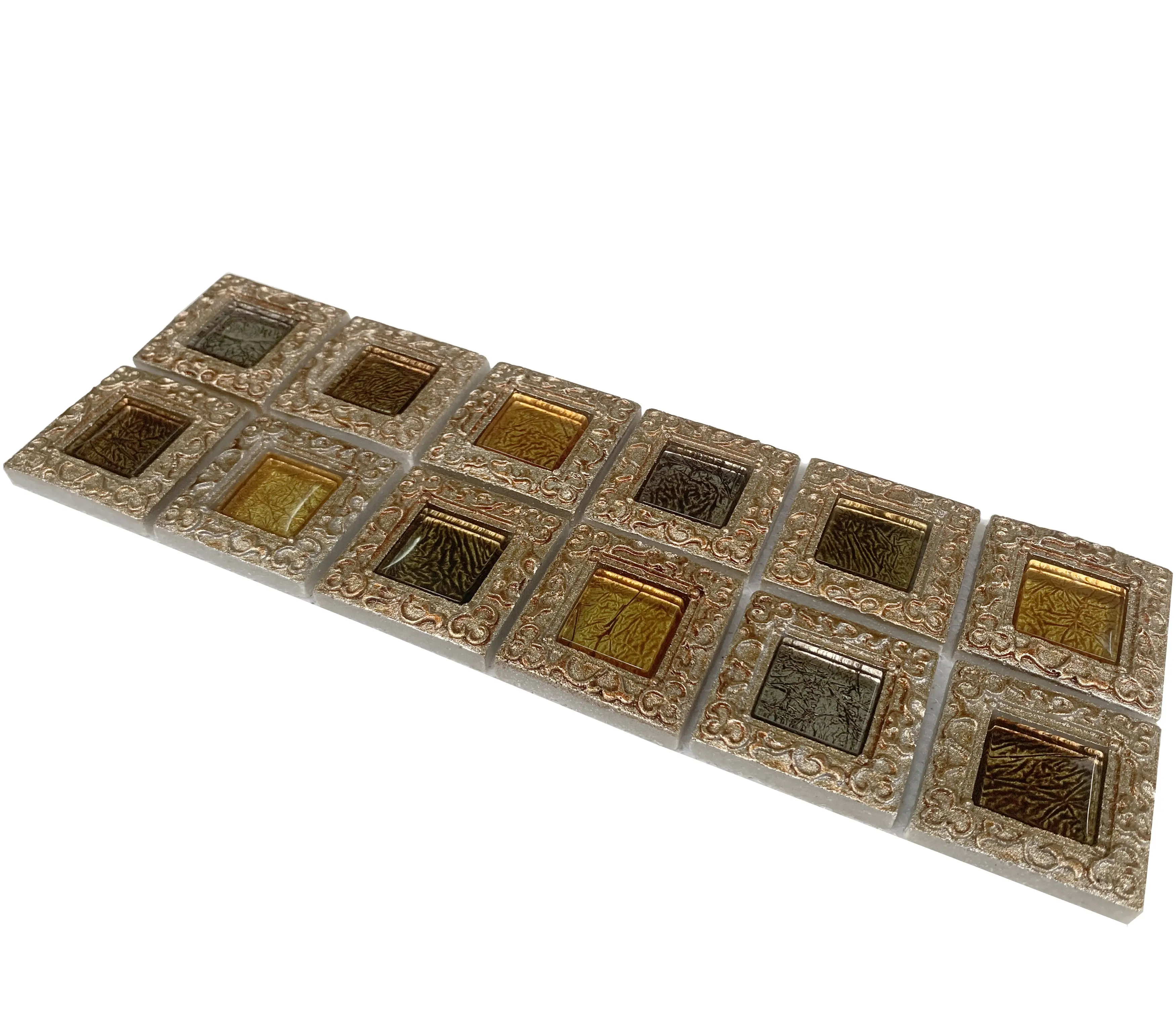 Glass Resin Tile Backsplash Wall Decor Ornaments Retro Decorative Tiles Sticker Bathroom Shower Wall Tile