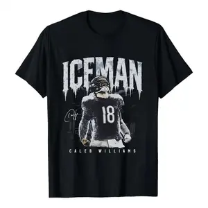 Men's Unisex 2026 Summer Caleb Williams Bears Iceman Signature Printed Boxy Casual Short-Sleeve 100% Cotton Football Lover T-Shirt, Team Fan Gift Merch