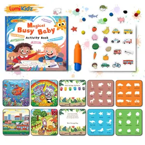 3-in-1 Magical Busy Baby Activity Book,water painting books,busybook,Autism Learning Materials and Tracing Coloring Book,Montessori Toys Sensory Activity Busy Board, Travel Toy for 2-6 Year Old Boys/Girls