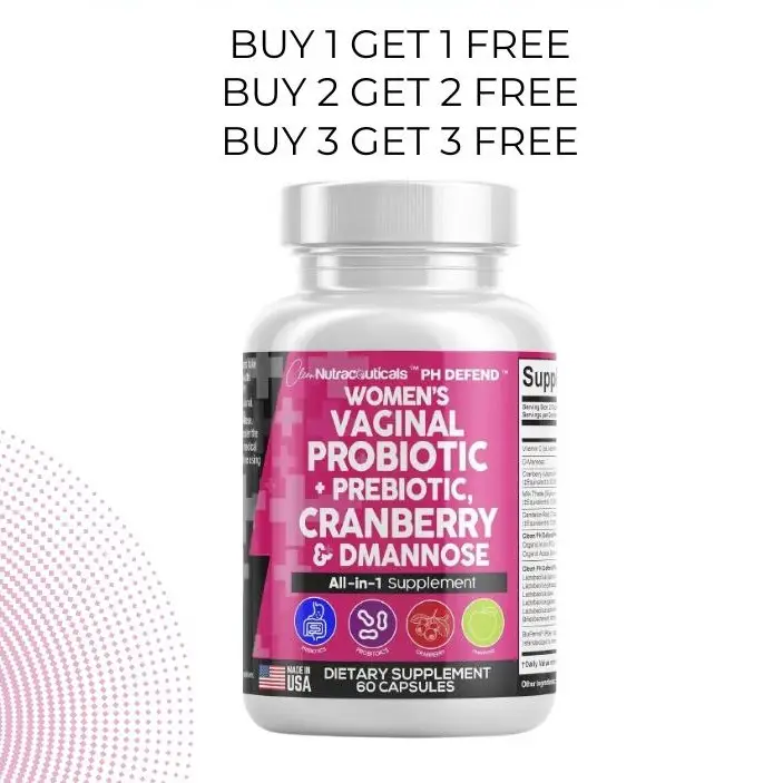 BOGO OFFER - Clean Nutra PH Defend Probiotics for Women Balance with Prebiotics Cranberry Dmannose - Healthy Odor and Tract Support