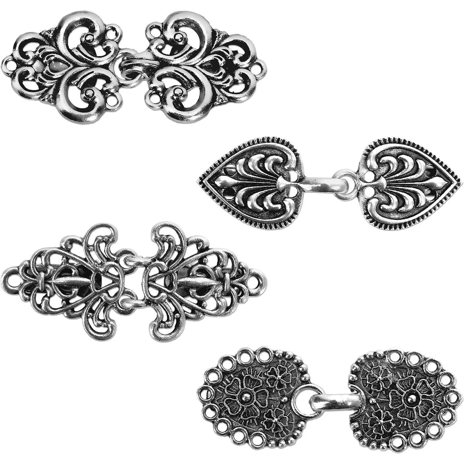 Vintage Sweater Clips for Women, 4-Piece Retro Zinc Alloy Cardigan Holder Set, Elegant Dress Cinch Fashion Jewelry with Strong Clasps, Fashion Accessory, Locks