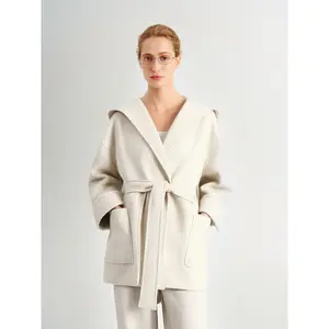 Oatmeal Wool Belted Midi Coat