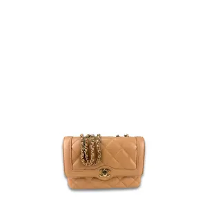 Pre-owned CHANEL Leather Crossbody Bags Caramel Hold The Line Small Single Flap