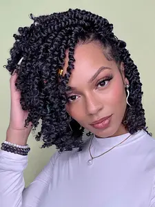 Pre-Twisted Passion Twist Hair 10 Inch 5 Packs Women and Kids  Pre Looped Pretwisted Soft Hair Extensions,Braided by Synthetic Spring Kinky Twist Bohemian Curl (15 Strands/Pack）