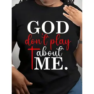 Plus Size God Is Not Kidding Me About This Christian Faith Statement Cotton T-shirt Unisex Religiously Inspired Message Top Creative Spiritual Gift Perfect for Holidays and Celebrations for Friends and Family