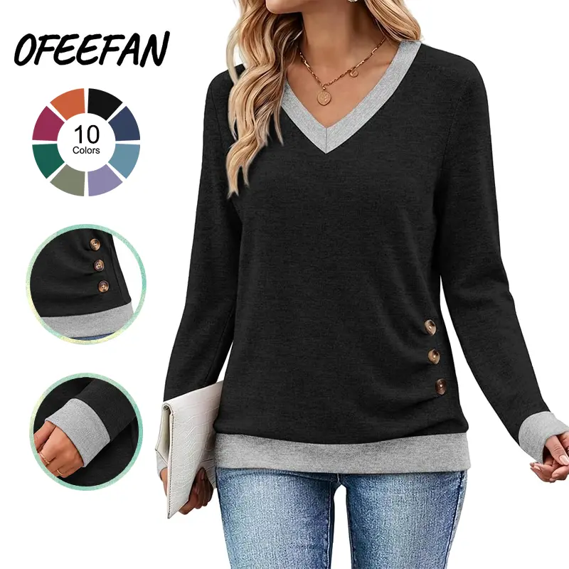 OFEEFAN Womens Tops Fall Outfits Long Sleeve Shirts for Women Tunic Tops