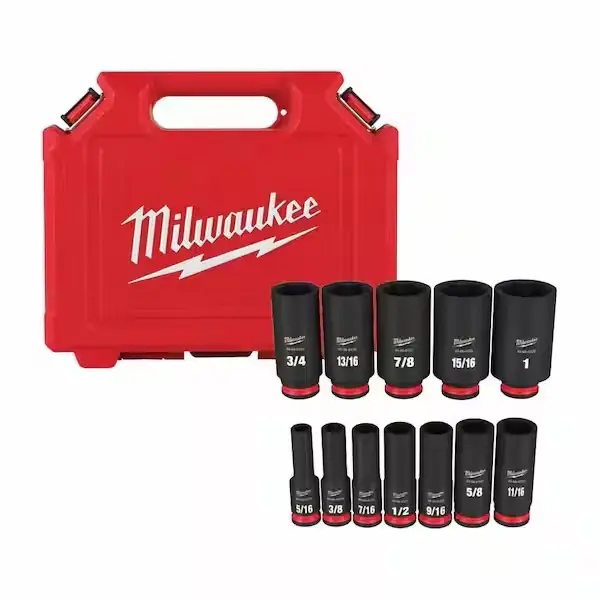 Milwaukee SAE 12pc 3/8 socket set shockwave impact duty 6pt deep