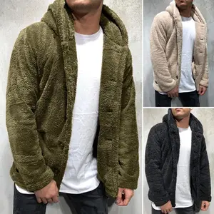 Men’s 2026 Autumn–Winter Hooded Solid-Color Jacket, Fleece Sweater, European and American Fashion