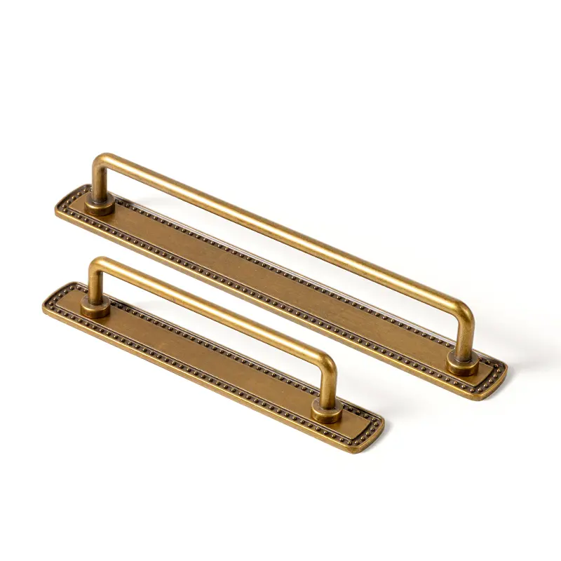 Goo-Ki 2 Pack 5'' Center to Center Antique Brass Cabinet Bar Pulls with Beadedge Backplate Vintage Drawer Handles Closet Classic Retro Home Kitchen Improvement Hardware