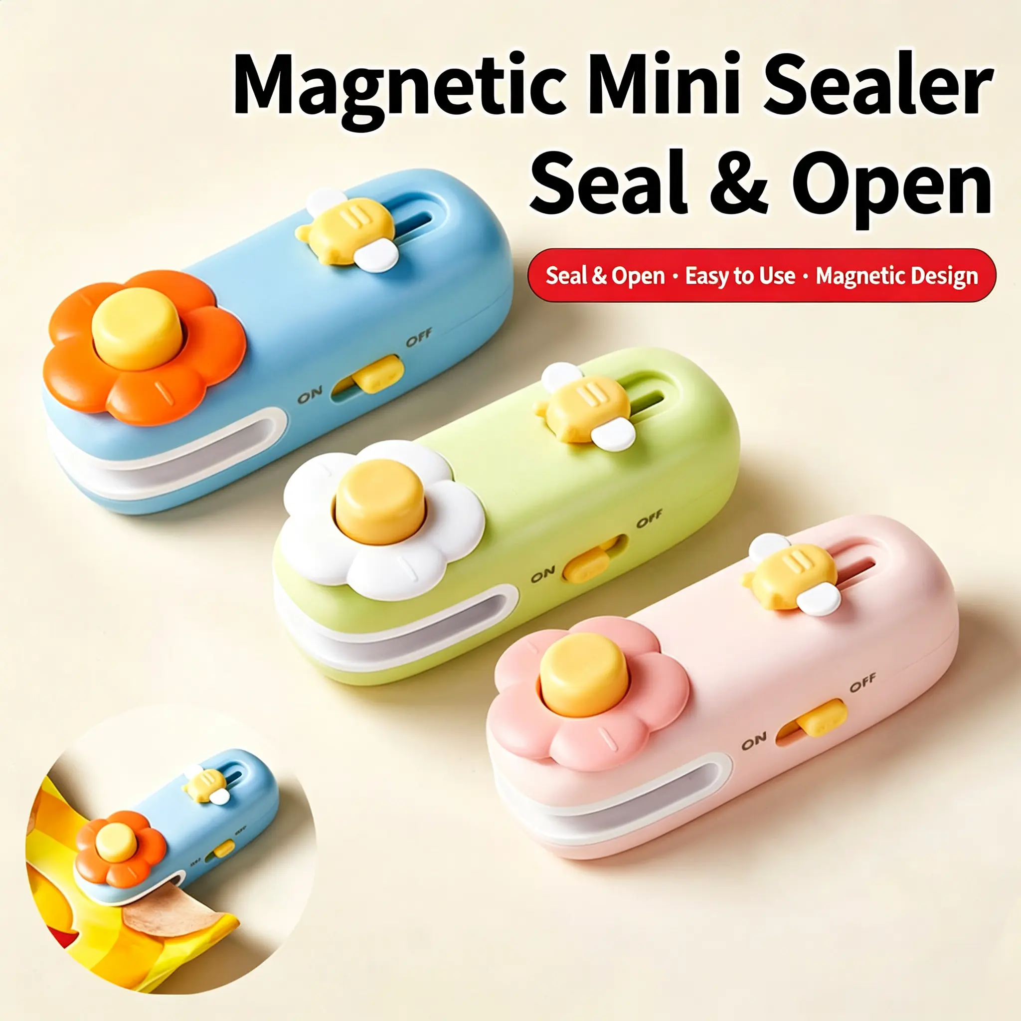 Mini Bag Sealer and Cutter, 2-in-1 Heat Sealer for Chip Bags, Portable Vacuum Bag Sealer Heat Seal, Compact Mini Heat Sealer Machine for Snacks, Plastic Bag Resealer