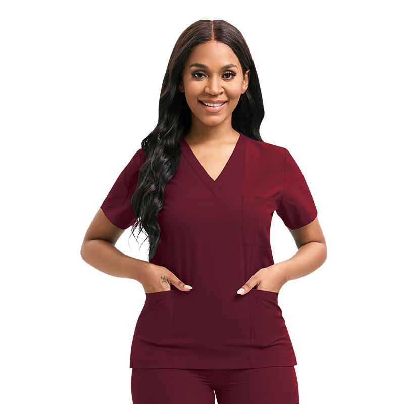 Women and men Soft V-Neck Scrubs Top  Stretch and Durable Fabric Medical Uniform