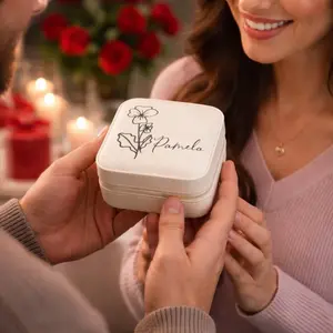 Gift for Women Who Has everything, Personalized Valentine's Day Gift for Wife Girlfriend, Custom Jewelry Box with the Birthday Flowers