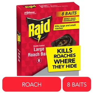 Raid Double Control Large Roach Baits, Kills Cockroaches and Bugs, 8 Bait Stations