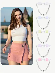 Heart-Shaped Silicone Piercing Jewelry Y2K Style Cz Rhinestone Bow Party Accessory, Comfortable Fake Ear Ring