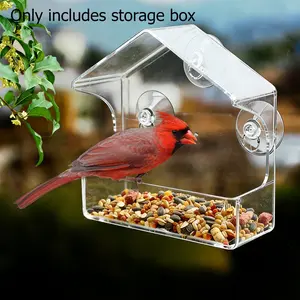 Window Bird Feeder with Strong Suction Cup, Transparent Design, Easy to Clean, Ideal for Outdoor Garden Yard Decoration