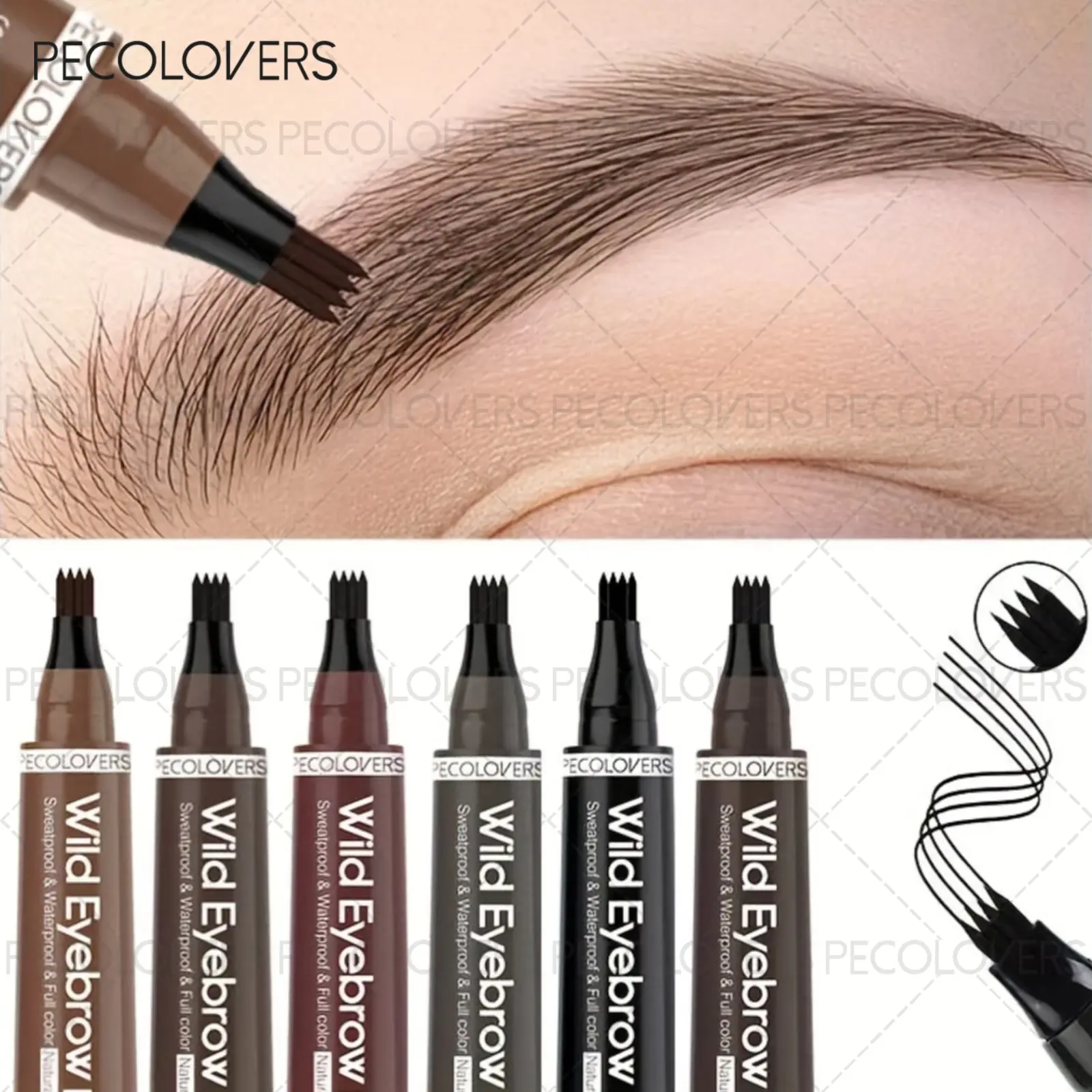 4 Points Eyebrow Pen Long Lasting Liquid Eyebrow Tattoo Pen Cosmetic Waterproof Professional Microblading Eyebrow Pencil