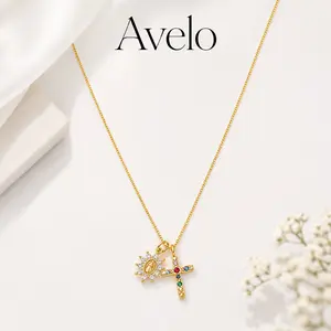 Colorful Cross Pendant Necklace for Women, Virgin Mary Charm Necklace, Dainty Gold Religious Necklace, Christian Faith Jewelry Gift