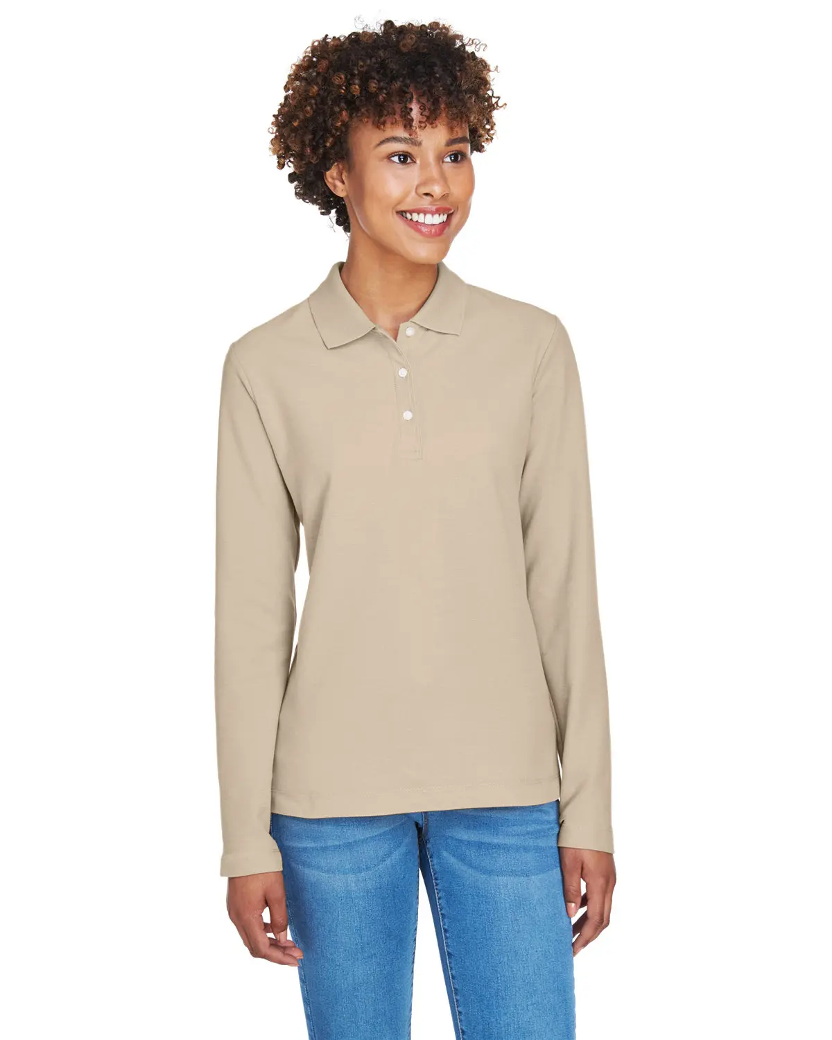 Devon & Jones Ladies' Pima Piqué Long-Sleeve Polo Shirt