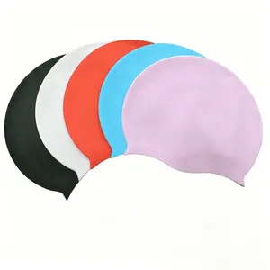Silicone Swim Cap for Adults, Waterproof Comfortable No Pull Hair Swimming Cap, Stretch Non-Slip Swim Hat for Men & Women, Multiple Solid Colors, Perfect for Summer Vibes & Pool Fun