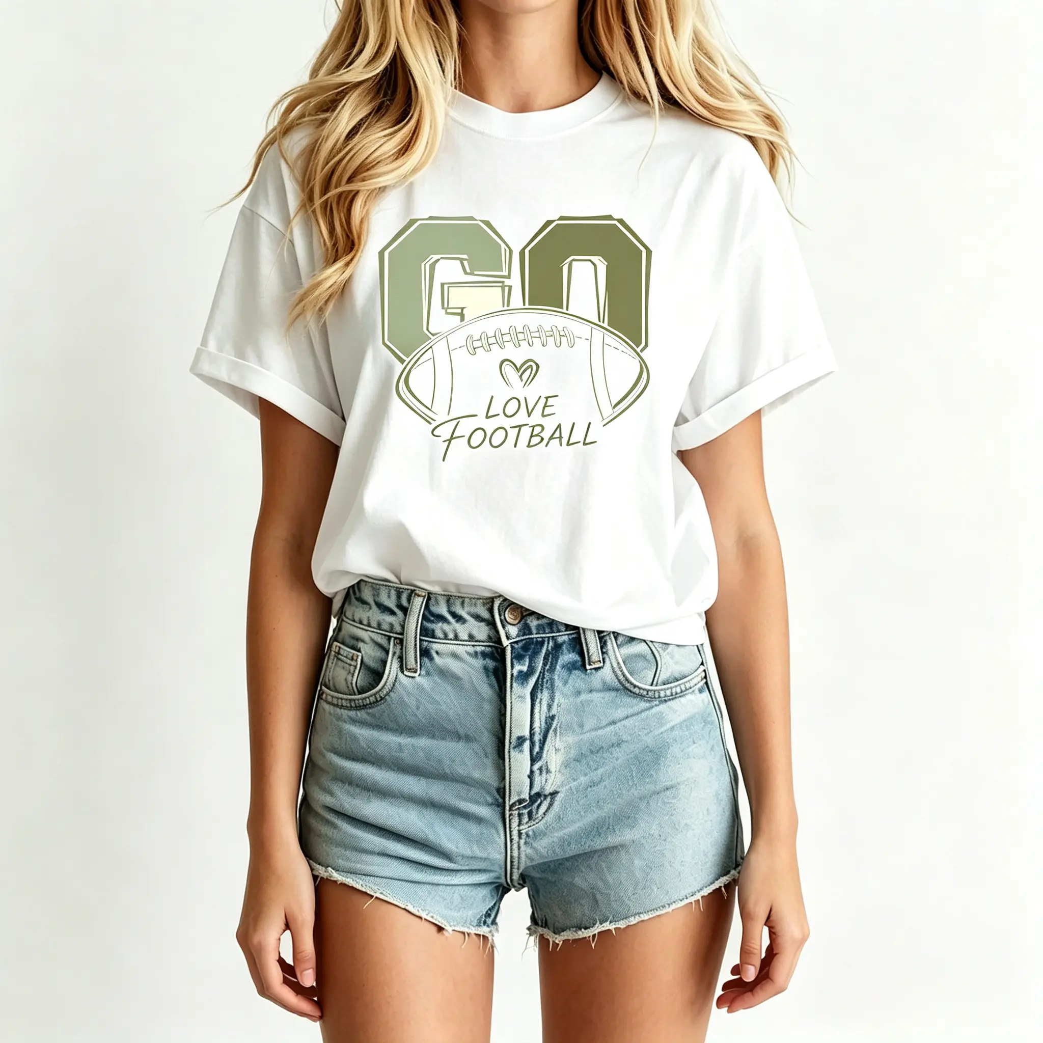 Unisex Varsity Style GO Love Football Graphic T-Shirt Retro American Football Print Casual Crewneck Short Sleeve Top, sporty Tee, Perfect for Football Game Day, Tailgate Parties, Football Season Daily Wear,  Casual Apparel for  American Football Lovers
