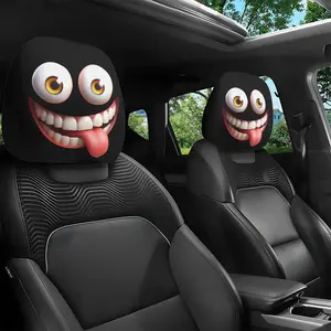 Funny Cartoon Car Headrest Covers, Elastic No-Fill Durable Comfortable, Long Drive Neck Relief, New Car Decoration, Ideal Christmas Gift, Car Interior Accessory, Cute Car Accessories