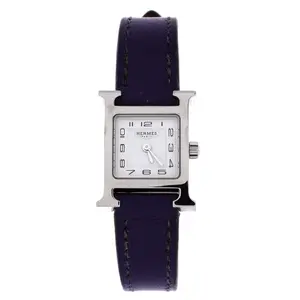 Pre-owned Hermes Heure H Quartz Watch Stainless Steel and Leather 17 by Rebag