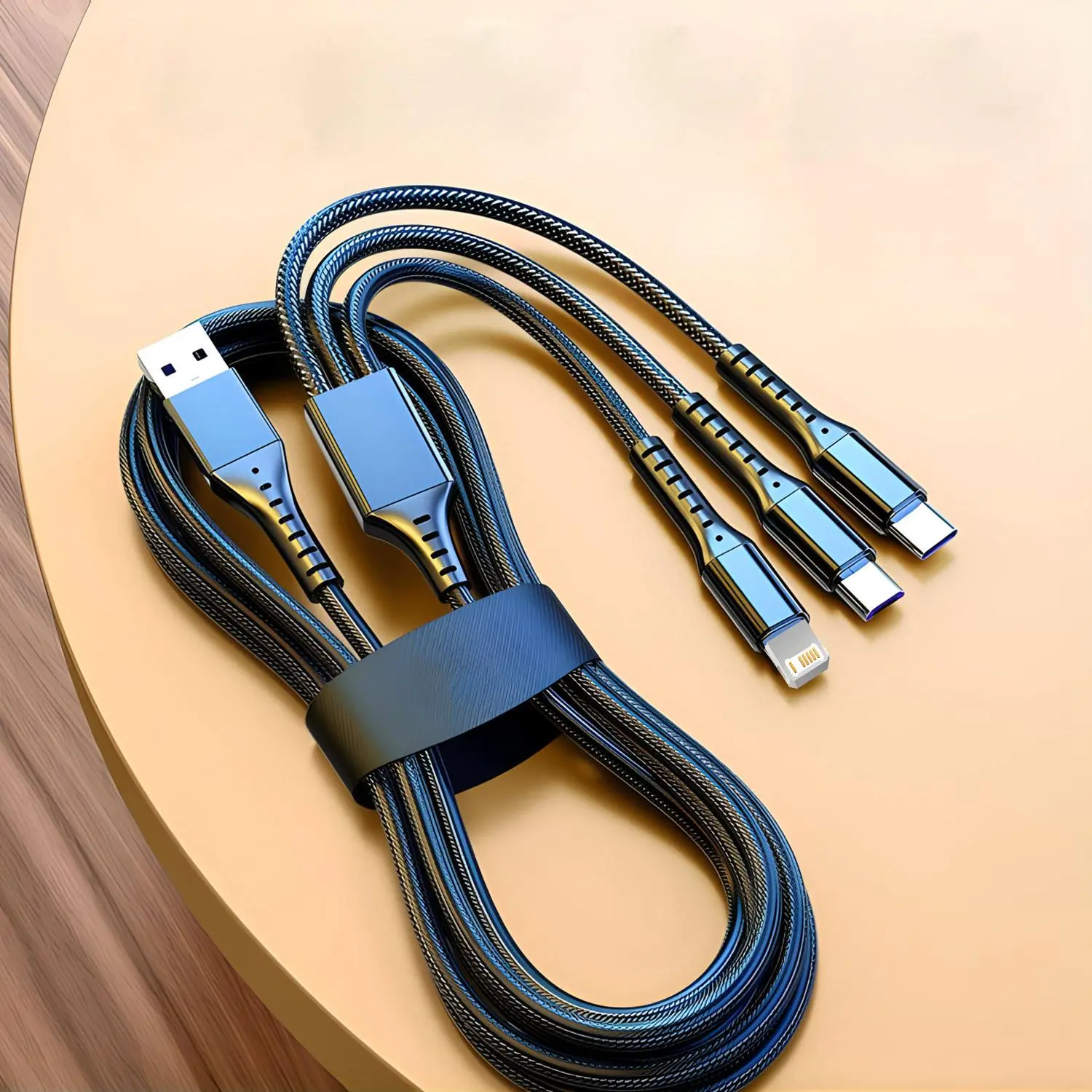 120W 6A 3-in-1 Super Fast Charging Cable, Fast Charger Cord, Type C and Micro USB Compatible with iPhone, Samsung, Huawei, and Xiaomi Phones
