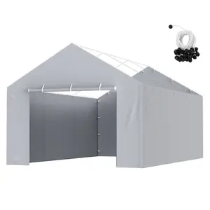 fathersdaygift VEVOR Carport Replacement Canopy Cover Side Wall 12x 20 ft, Garage Tent Shelter Tarp Heavy-Duty Waterproof UV Protected, Easy Installation with Ball Bungees, Grey (Top and Frame Not Included)