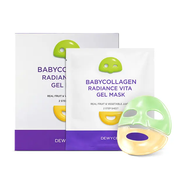 DEWYCEL BabyCollagen Radiance Vita Gel Mask |  2-Step Gel Face Mask for Radiance | 12 Vitamins for Brightening & Vitality Glow | Overnight Hydrogel Mask | Korean Skincare | 1.27 oz (36g) × 4ea