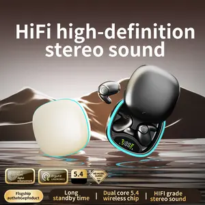 【 Hot selling 】 Ultra thin sleep wireless earphones, high fidelity sound, large volume, comfortable to wear, touch control, semi open back, tangle free cable and wireless charging case, suitable for both men and women