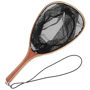 Fly Fishing Net Trout Net, Soft Mesh Fishing Net, Fish Landing Net with Safety Rope Lanyard, Lightweight Catch and Release Net for Trout, Bass,58.5*27*1.8cm