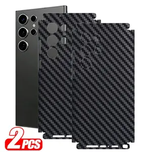 Two-Pack Full Coverage Tpu Back Film Screen Protector for Samsung Galaxy S26 Ultra S25 Ultra 5g, Carbon Fiber Texture, Aesthetic, Side Protection, Scratch-Resistant, Durable, Cellphone Smartphone Accessories Protective