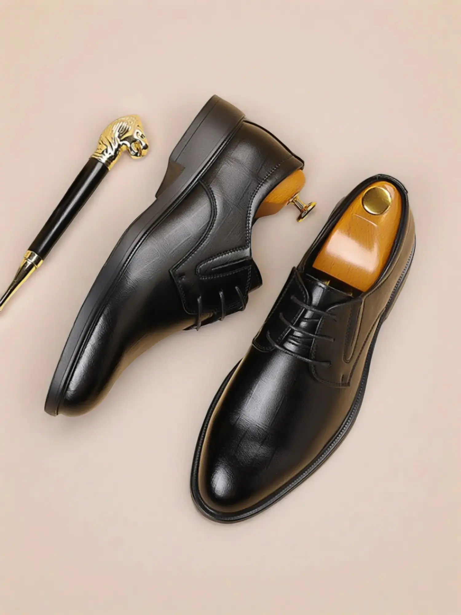 Men's Luxury Business Leather Shoes, Business Style Shoes, British Fashion Shoes, Elegant Lace-Up Formal Wedding Shoes, Formal Footwear, Casual Work Party Meeting Wear, Office Shoes, All-Season Microfiber Rubber Sole