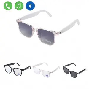 Smart Glasses Bluetooth Sunglasses Audio Eyewear with Built-in Mic & Speakers UV Protection Unisex Waterproof for Summer Motorcycle Use - Wearable