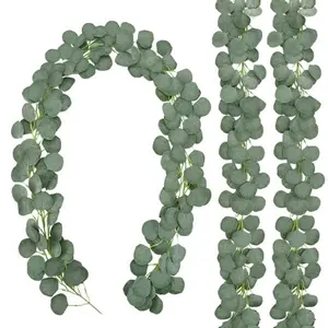 CEWOR 3 Pack Artificial Eucalyptus Garland 146 Leaves Greenery Silk Leaves Vines Artificial Silver Dollar Eucalyptus Plants for Wedding Party Home Decoration