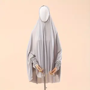 [Polyester Hijab for Ramadan] 100% Polyester Long Sleeve Hooded Hijab - Fitted Turban Hat for Ramadan - Machine Washable