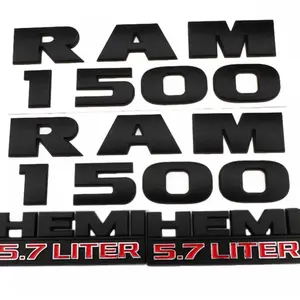 Horns & Accessories RAM 1500 5.7 Liter Black Letters and Red Logo Emblem Set