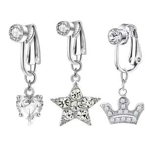 3PCS Fake Belly Ring Belly Botton Ring Clicker for Women Navel Puercings Set Navel Jewelry