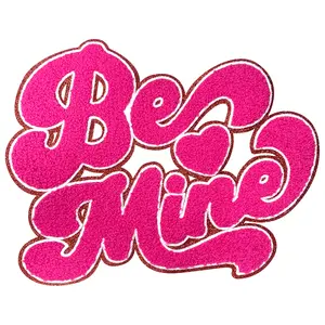 Iron On Patches Chenille Embroidered Applique with Glitter Edge Valentine's Day Diy Cute Accessories for Clothing Backpacks Jackets
