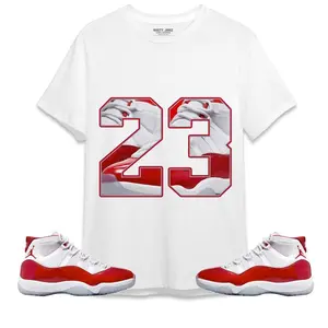 Unisex T-shirt to match Jordan 11 Cherry - Number 23. 100% Cotton for Casual Wear. Comfortable Summer Unisex T-Shirt to match Jordan Sneaker. Streetwear Style. urban outfitters