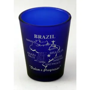 Brazil Cobalt Blue Frosted Shot Glass